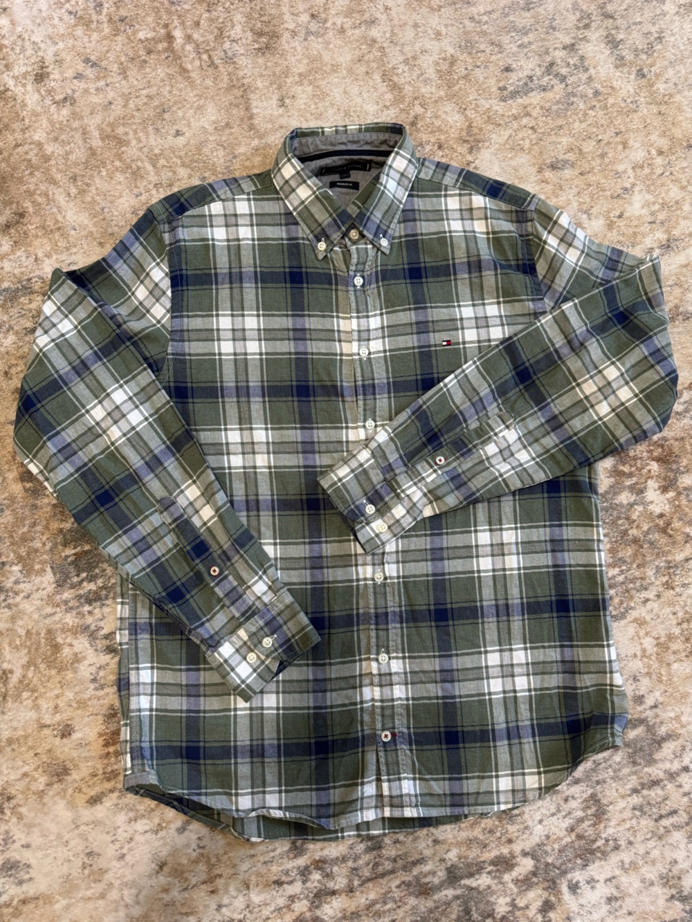 Tommy Hilfiger Men's Regular Fit Checked Herringbone Plaid Shirt/ light Jacket